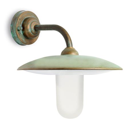 Applique da Esterno in Ottone, Vetro Opale e IP44 Made in Italy - Drago Viadurini