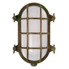 Applique da Esterno in Ottone Vintage con Vetro Opale/Trasparente - Sirena Viadurini