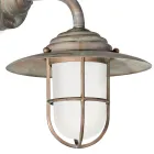 Applique da Esterno in Ottone Vintage, Vetro Opale - Elfico Viadurini
