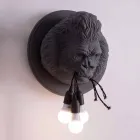 Applique da Parete a 3 Luci in Ceramica Gorilla Grigio o Bianco Design - Rillago Viadurini