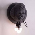 Applique da Parete a 3 Luci in Ceramica Gorilla Grigio o Bianco Design - Rillago