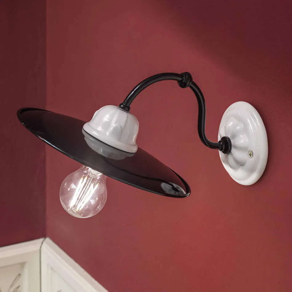 Applique da parete elegante in ceramica bianca Ferroluce Potenza Viadurini