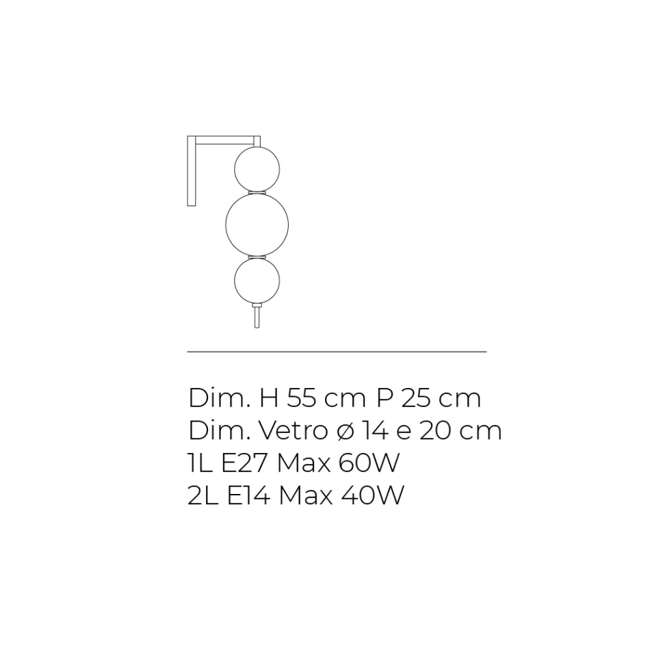 Applique da Parete Grande Tre Lumi in Vetro Incamiciato Made in Italy - Lumira Viadurini