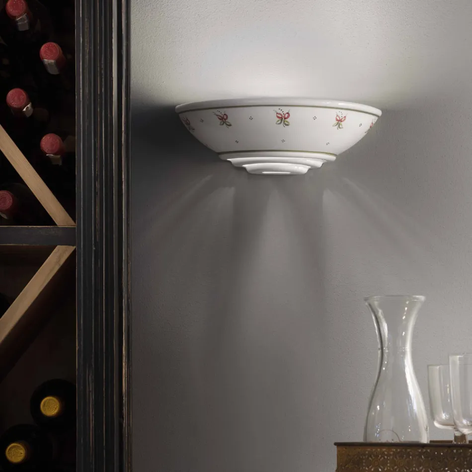 Applique da parete rustica ceramica decorata a mano Ferroluce Viadurini