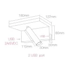 Applique Decorativa a Led Orientabile in Alluminio con Porte USB - Alena Viadurini