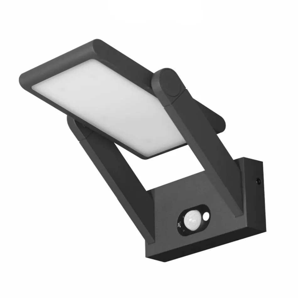 Applique Faretto Led Solare in Alluminio Bianco o Nero con Sensore - Hugo Viadurini