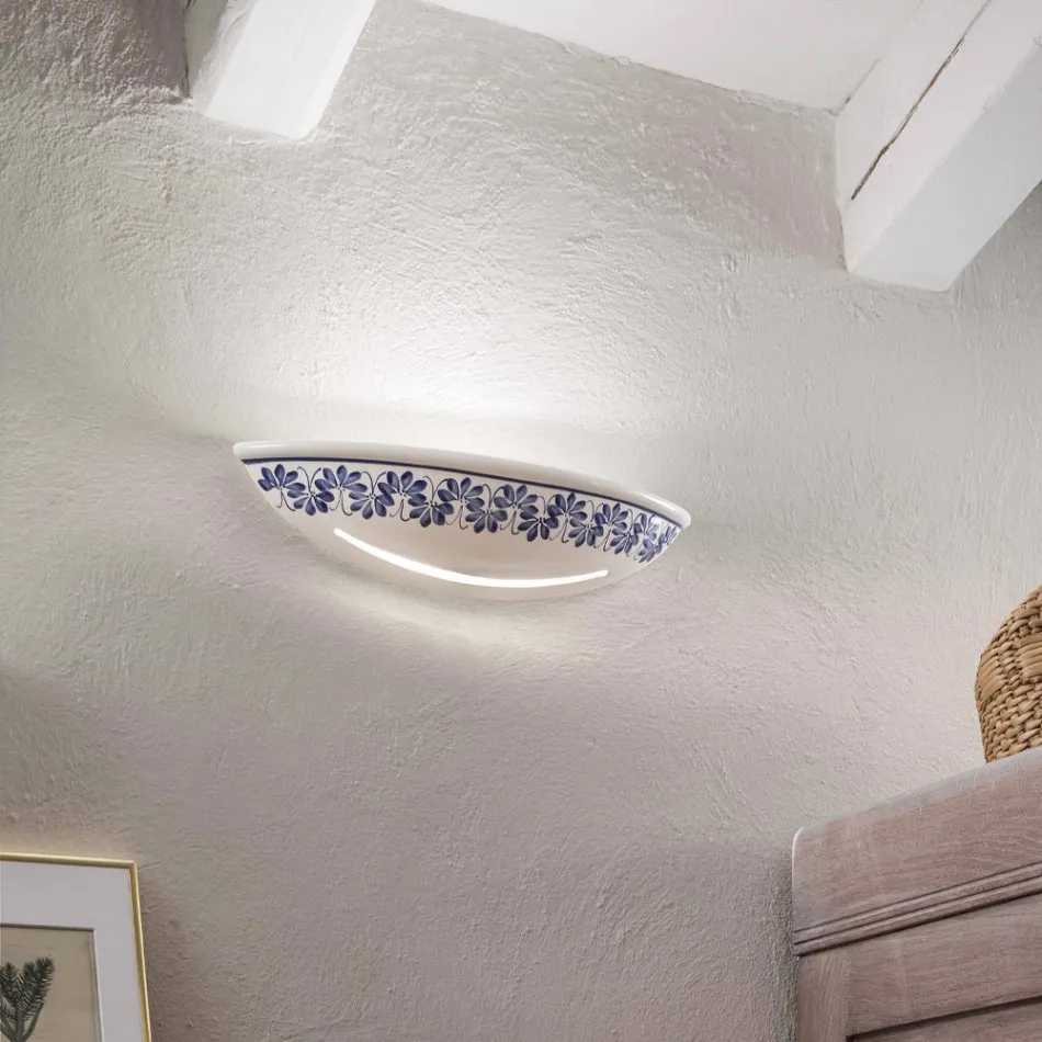 Applique in Ceramica Artigianale e Decori Blu Dipinti a Mano - Trieste Viadurini