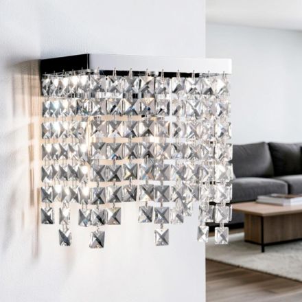 Applique in Ferro Cromato con Strass Made in Italy - Africa Viadurini