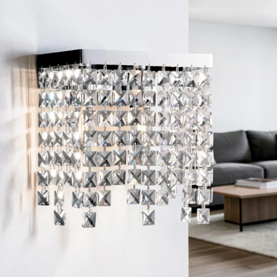 Applique in Ferro Cromato con Strass Made in Italy - Africa Viadurini