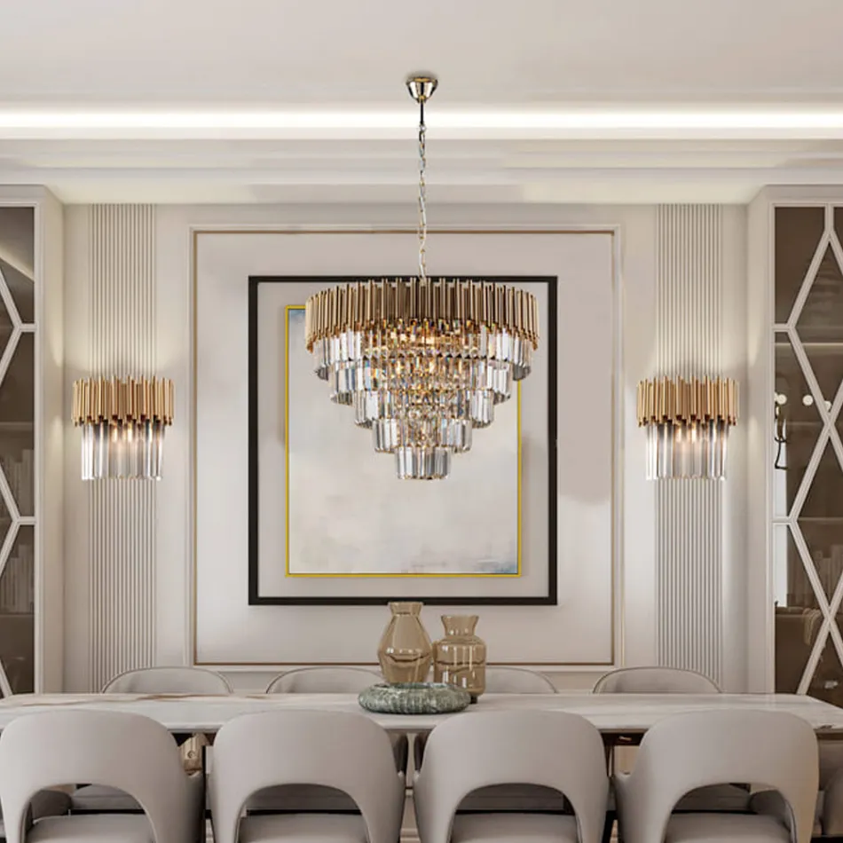 Applique in Ferro Dorato con Strass Made in Italy per Arredare L’interno - Parigi Viadurini