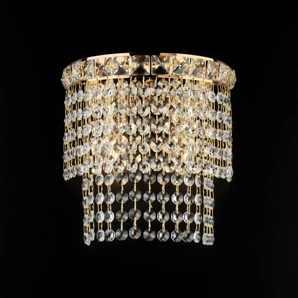 Applique in Ferro e Dorato con Strass Made in Italy per Arredare L’interno - Baviera Viadurini