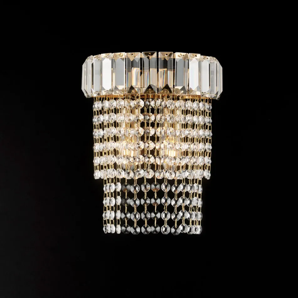 Applique in Ferro e Dorato con Strass Made in Italy per Arredare L’interno - Kiev Viadurini