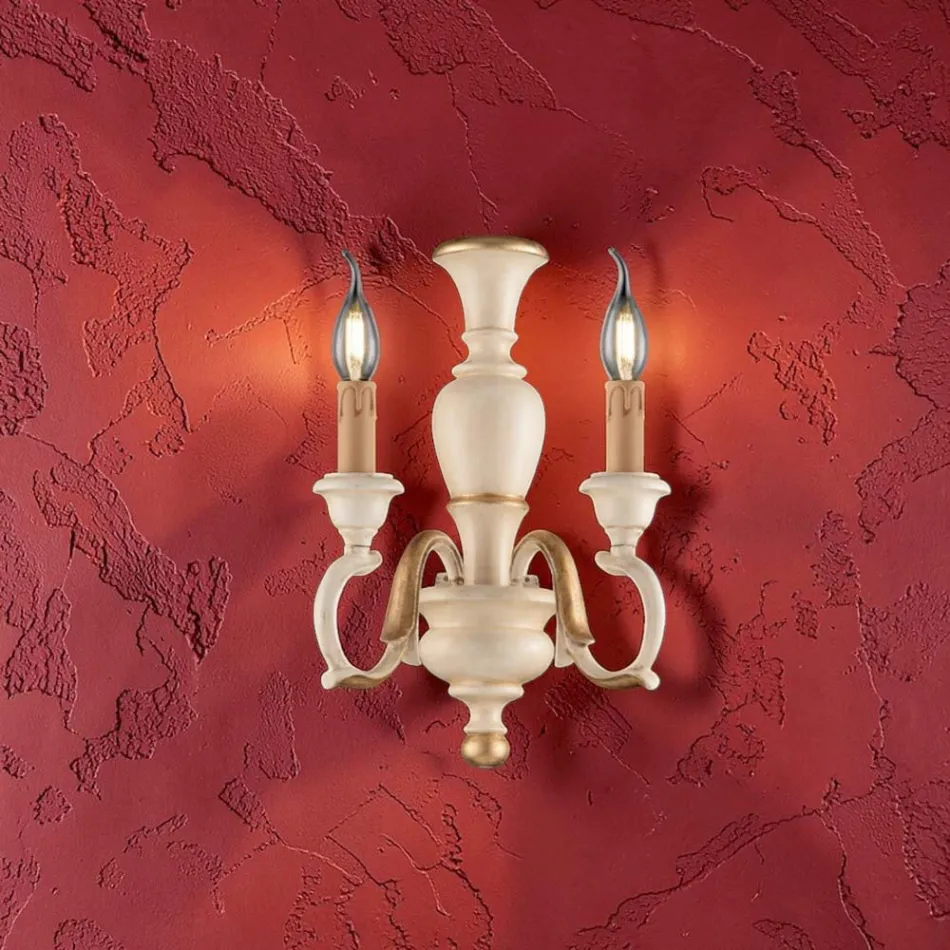 Applique in Legno Finiture Bianco o Avorio Made in Italy - Firenze Viadurini