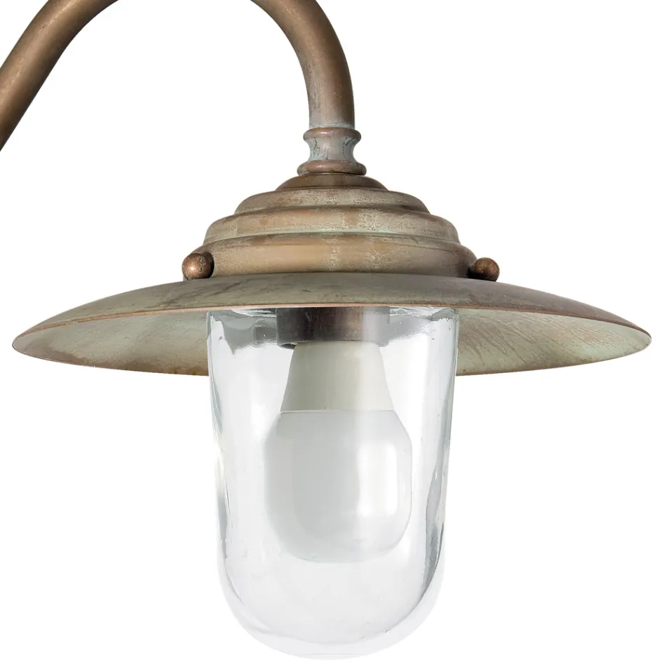 Applique in Ottone Vintage da Esterno, Vetro Trasparente IP44 - Elfico Viadurini