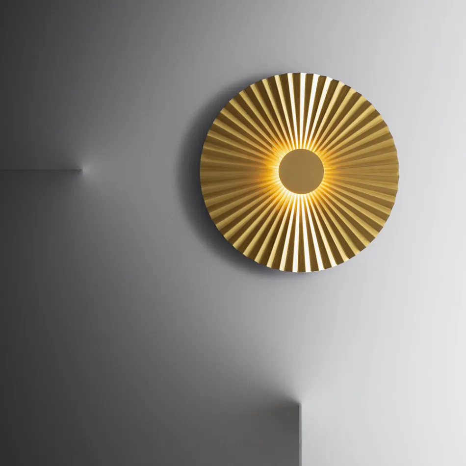 Applique LED a Parete in Ottone Plissettato Made in Italy - Pliè by Il Fanale Viadurini