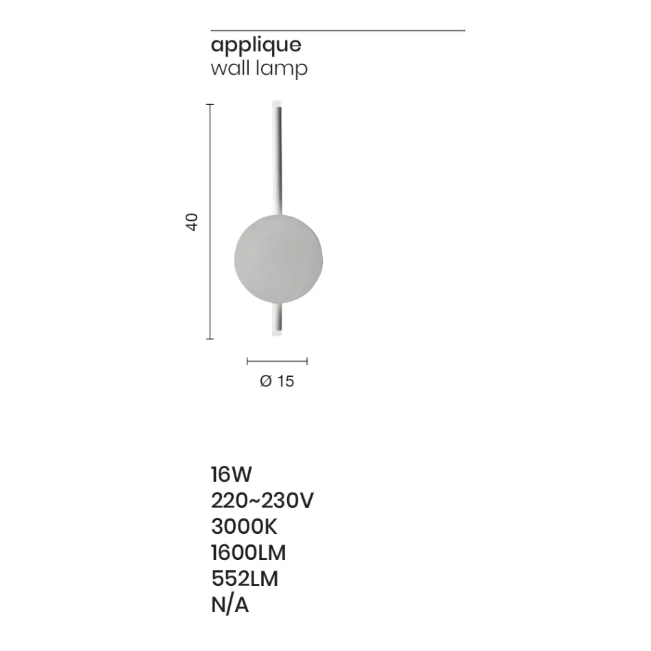 Applique LED di Design Moderno in Metallo Bianco, Nero o Oro - Lancetta Viadurini