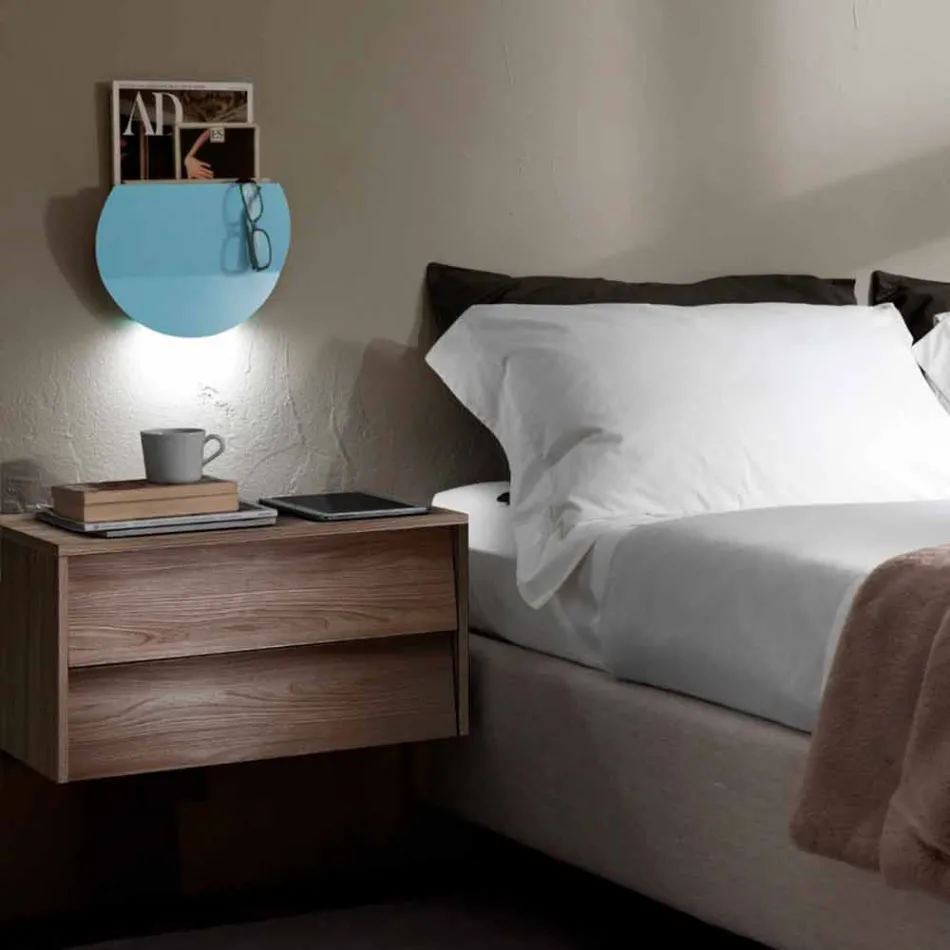 Applique Moderna con Vano per Riviste, USB e Luce LED Made in Italy - Foster Viadurini