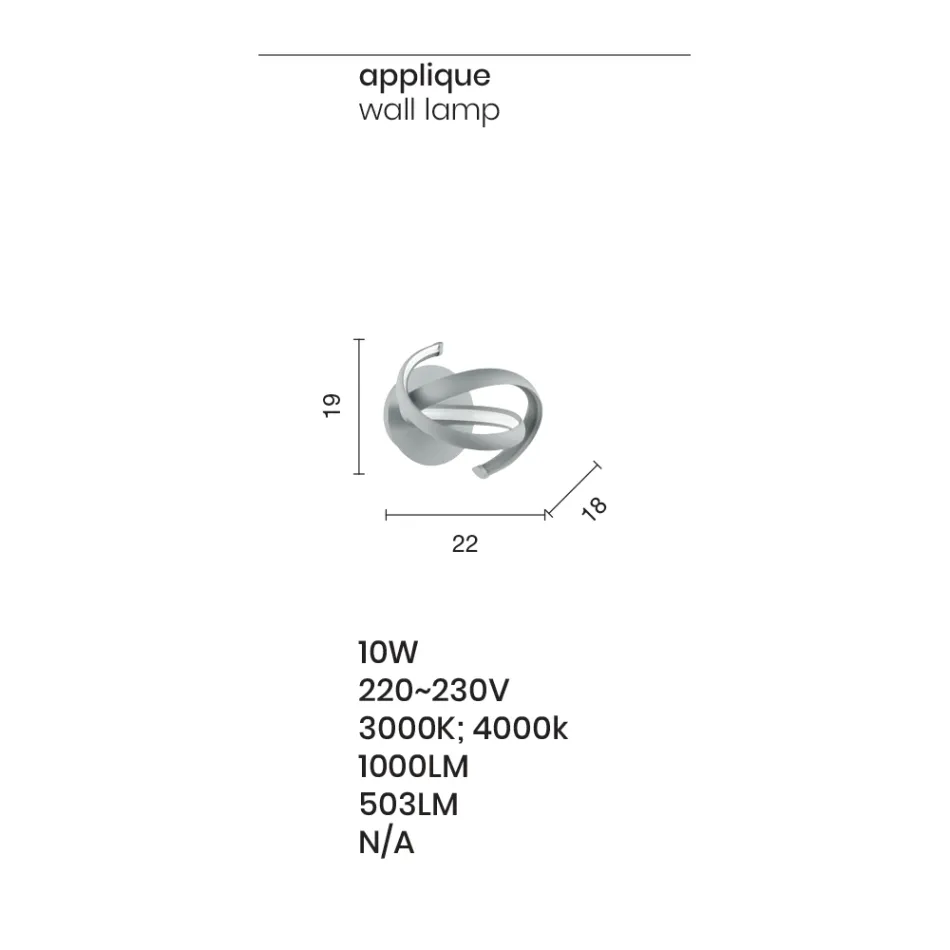 Applique Moderna in Metallo Argento, Design Minimale Led a Parete - Lumino Viadurini