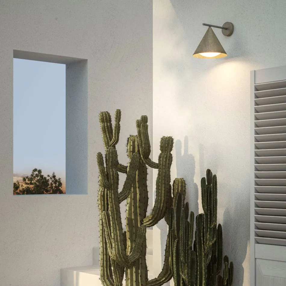 Applique Murale da Esterno in Ottone e Vetro Made in Italy - Pioggia Viadurini