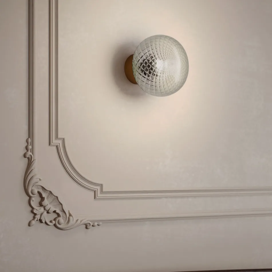 Applique Murale da Interno in Vetro Grigio Made in Italy - Lucciola Viadurini