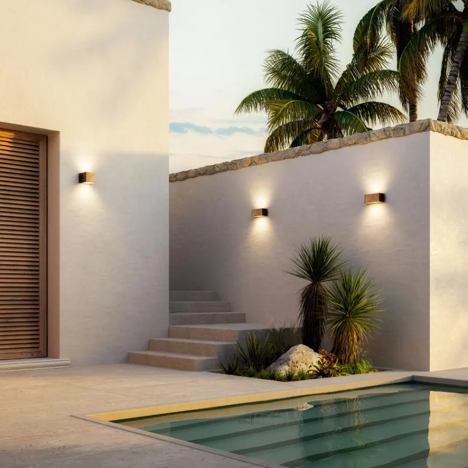 Applique Murale Rettangolare in Rame e LED Made in Italy - Esempio Viadurini