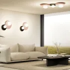 Applique o Plafoniera in Alluminio, Metallo e Luce in Vetro Bianco - Luma Viadurini