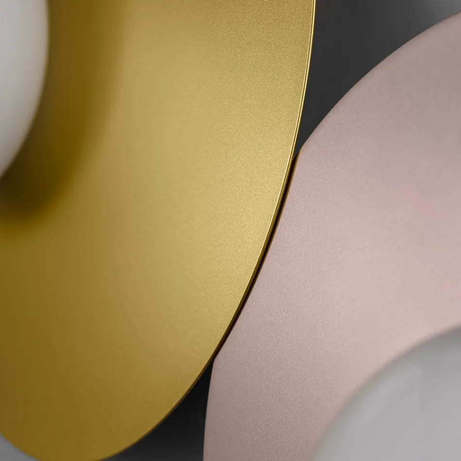 Applique o Plafoniera in Alluminio, Metallo e Luce in Vetro Bianco - Luma Viadurini