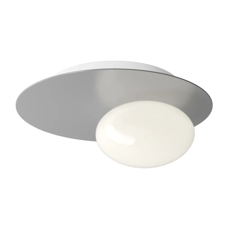 Applique o Plafoniera in Alluminio, Metallo e Luce in Vetro Bianco - Luma Viadurini