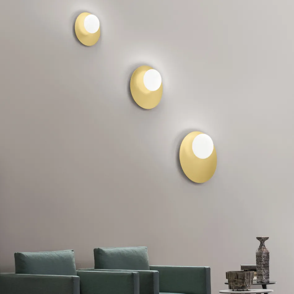 Applique o Plafoniera in Alluminio, Metallo e Luce in Vetro Bianco - Luma Viadurini