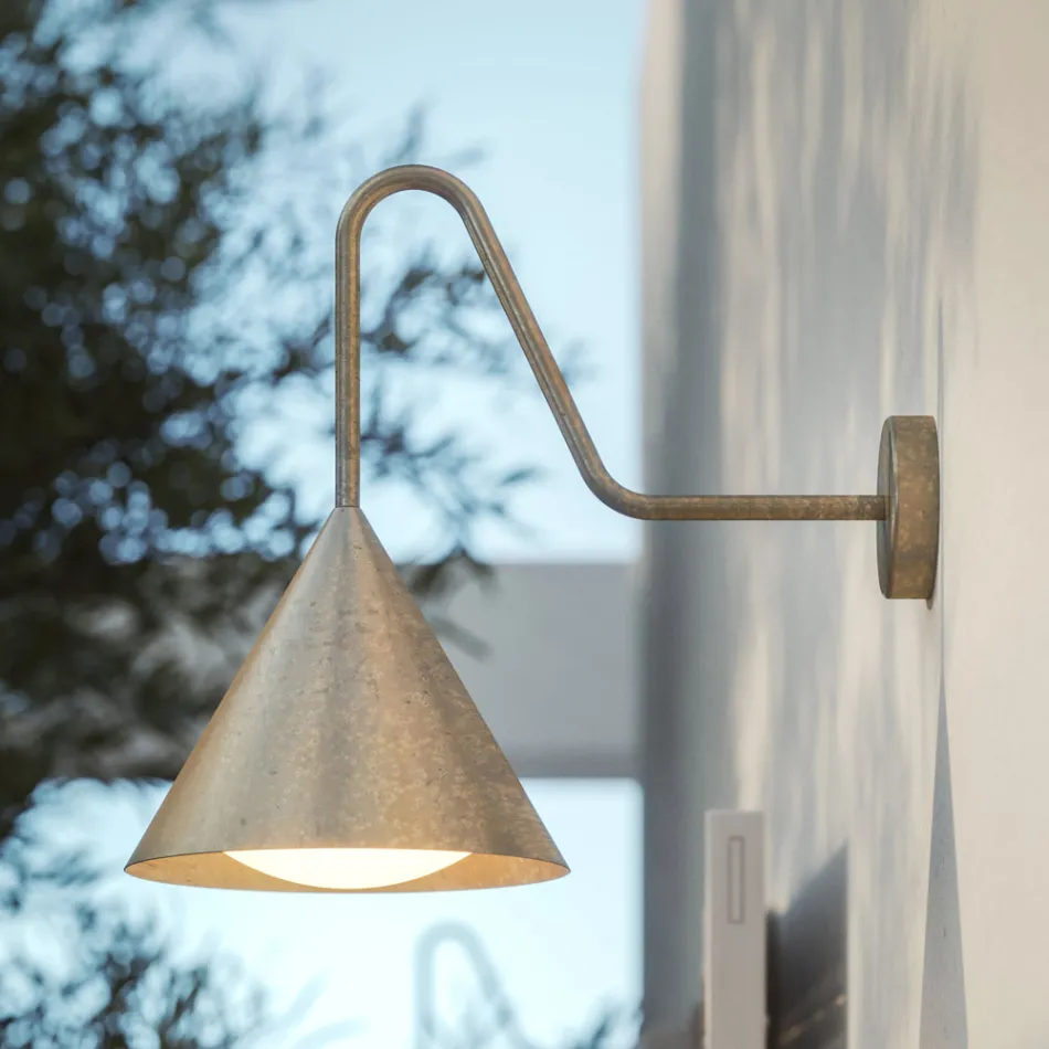 Applique Outdoor in Vetro e Ottone Made in Italy - Pioggia Viadurini