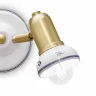 Applique Rotonda 2 Faretti in Ottone e Ceramica Dipinta a Mano - Savona Viadurini