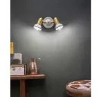 Applique Rotonda 2 Faretti in Ottone e Ceramica Dipinta a Mano - Savona Viadurini