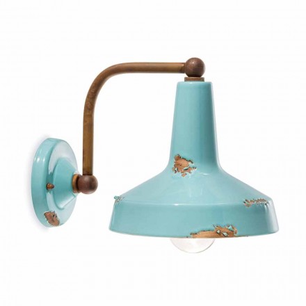 Applique vintage a faretto in ceramica fatta a mano Sandra Ferroluce Viadurini