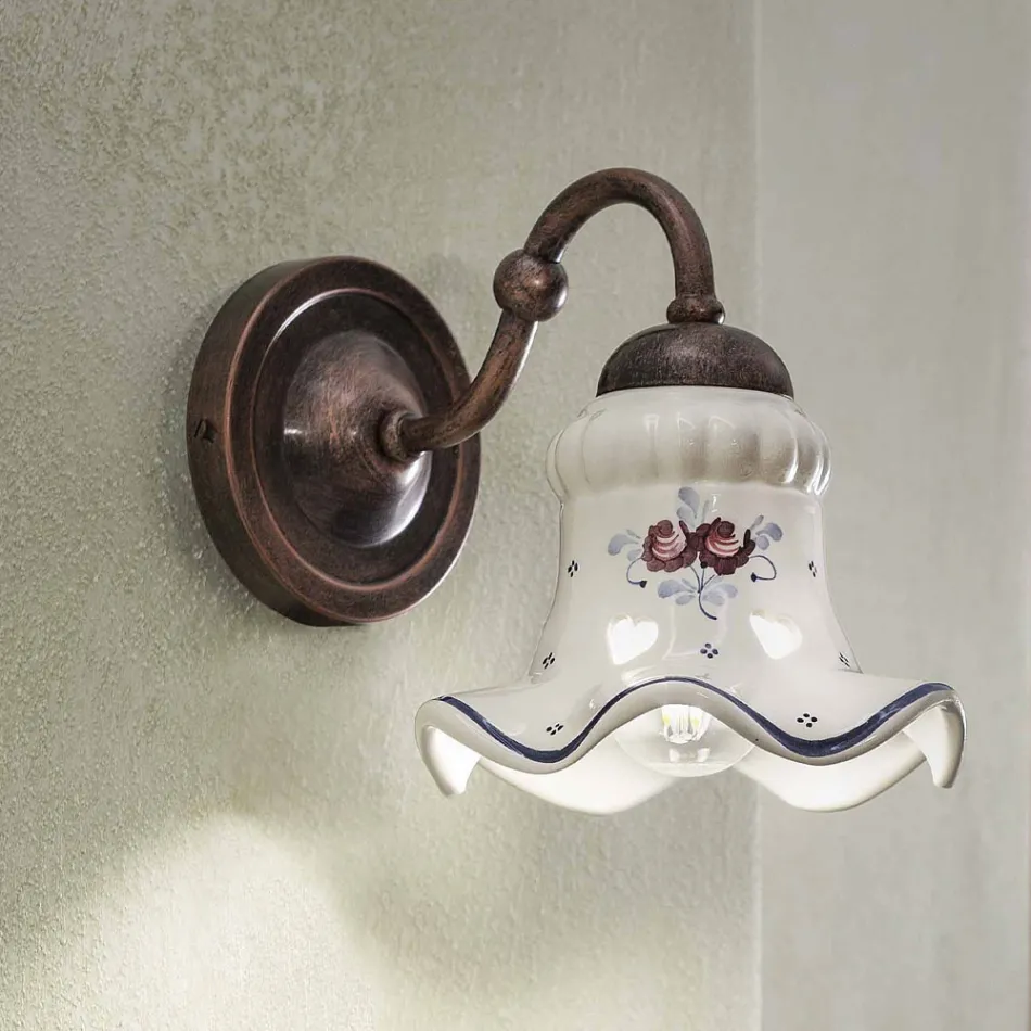 Applique Vintage Artigianale Ferro e Ceramica e Decoro a Mano - Chieti Viadurini