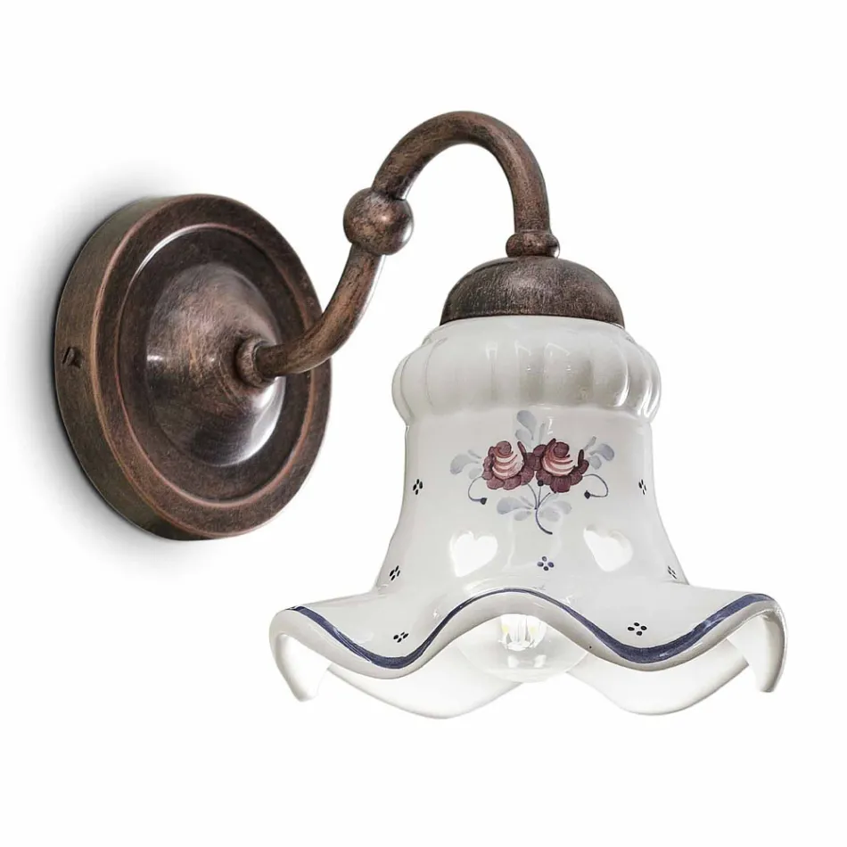 Applique Vintage Artigianale Ferro e Ceramica e Decoro a Mano - Chieti Viadurini