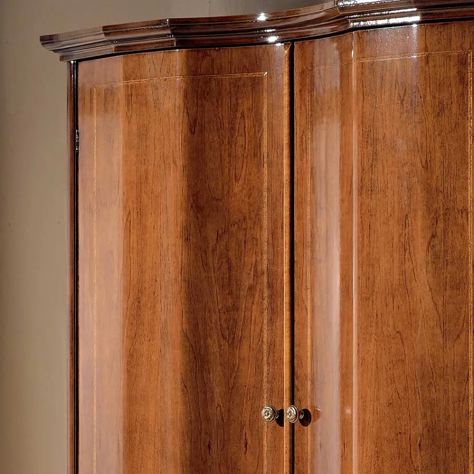 Armadio Classico in Legno con 2 Ante e 3 Cassetti Made in Italy - Luxury Viadurini
