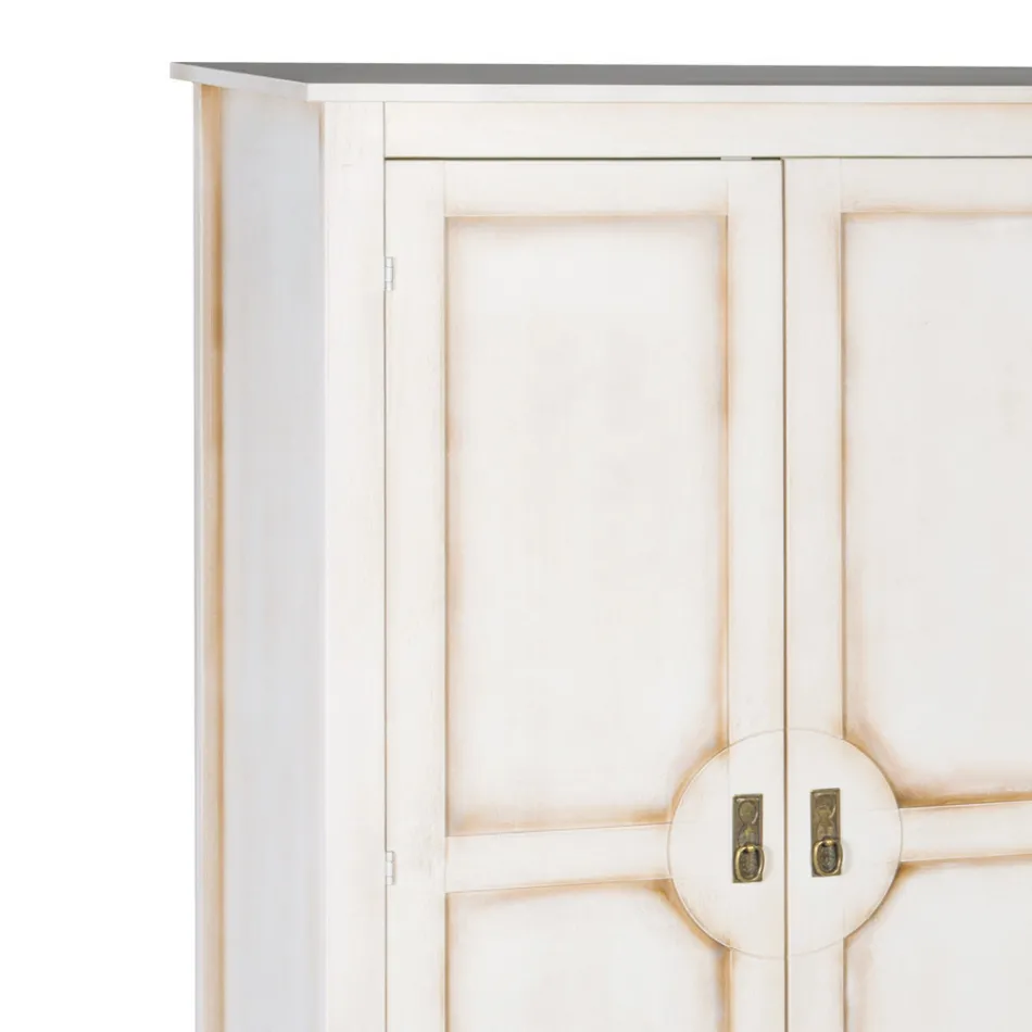 Armadio in Legno Bianco Patinato con 2 Ante Made in Italy - Agni Viadurini