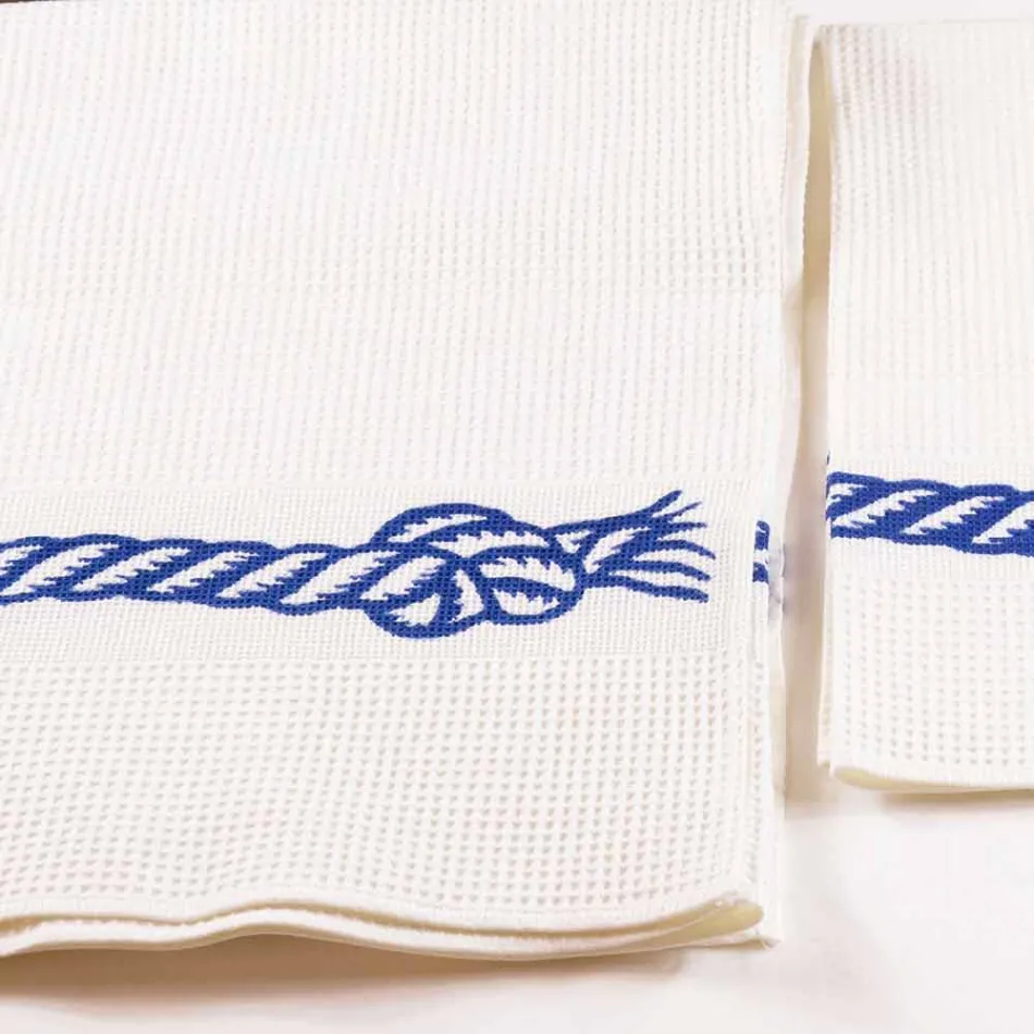 Asciugamano con Stampa Artigianale in Cotone Pezzo Unico Made in Italy - Marchi Viadurini