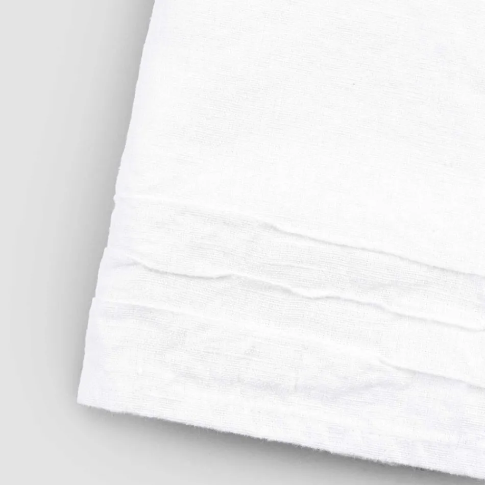 Asciugamano da Bagno in Lino Pesante Bianco Lusso Italiano Artigianale - Jojoba Viadurini