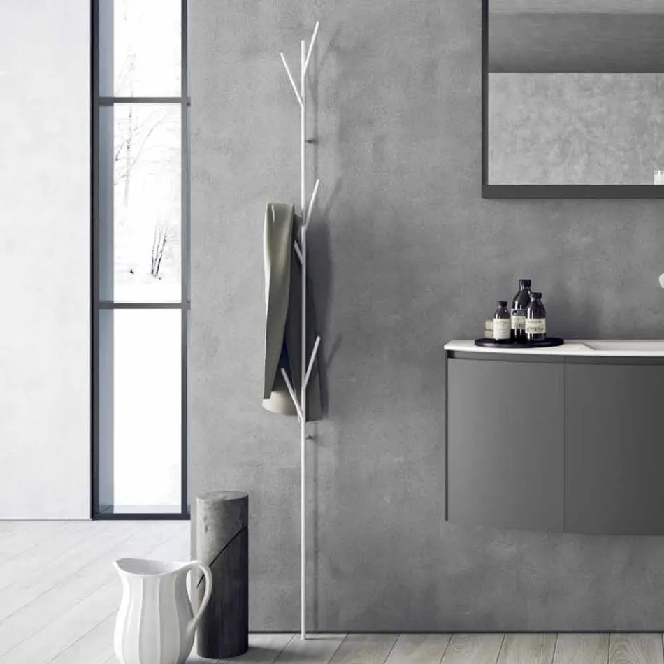 Attaccapanni da Terra di Design Moderno in Metallo Bianco o Cromo - Kottac Viadurini