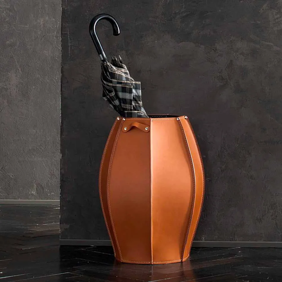 Audrey portaombrelli dal design moderno in cuoio, made in Italy Viadurini