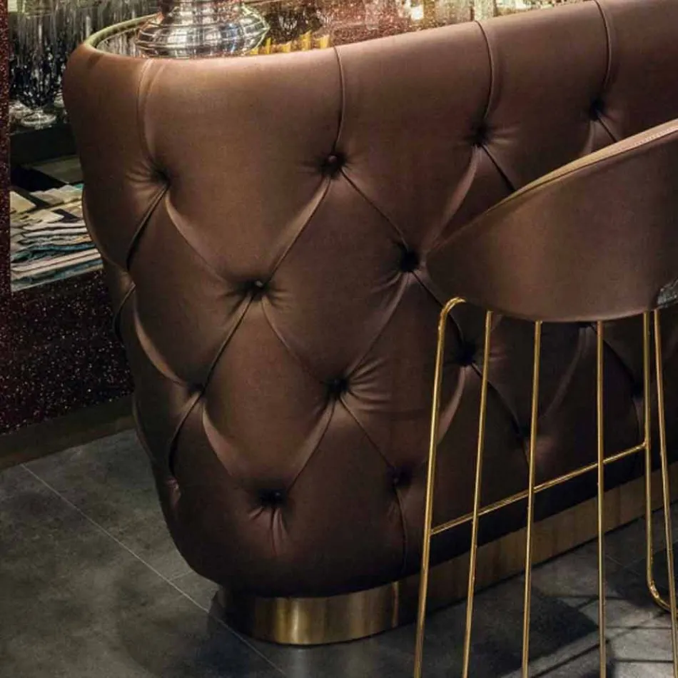 Bancone Bar con Piano in Vetro Glitter Realizzato in Italia, di Lusso - Calcutta Viadurini