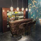 Bancone Bar con Piano in Vetro Glitter Realizzato in Italia, di Lusso - Calcutta Viadurini