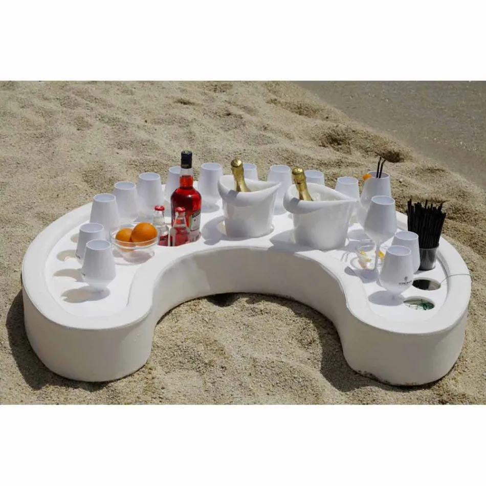 Bar galleggiante Trona in ecopelle nautica bianca e plexiglass Viadurini