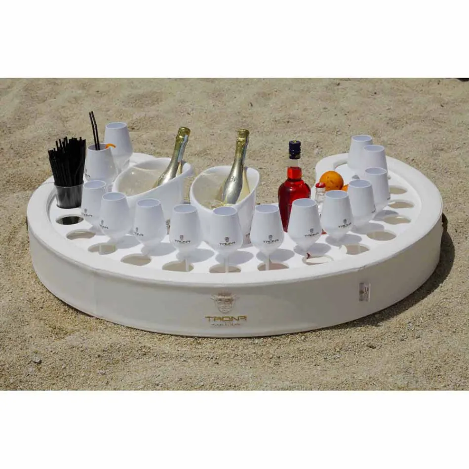 Bar galleggiante Trona in ecopelle nautica bianca e plexiglass Viadurini