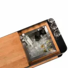 Bar Mobile Moderno su Ruote Design con Tavolo in Legno e Acciaio - Giancalliope Viadurini