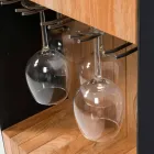 Bar Mobile Moderno su Ruote Design con Tavolo in Legno e Acciaio - Giancalliope Viadurini
