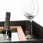 Bar Mobile Moderno su Ruote Design con Tavolo in Legno e Acciaio - Giancalliope Viadurini