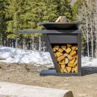 Barbecue a Legna con Piano Lavoro e Piastra - Giorgione Viadurini