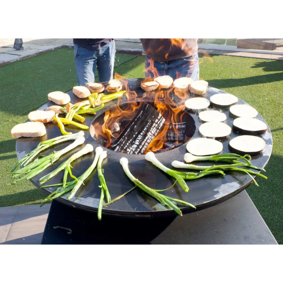 Barbecue a Legna con Piano Lavoro e Piastra - Giorgione Viadurini